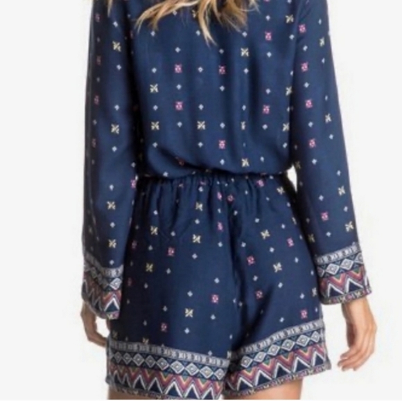 Shorts Jumpsuit Blue Romper Long Sleeves Shorts Rayon Blue Spring Summer XL - Picture 7 of 10